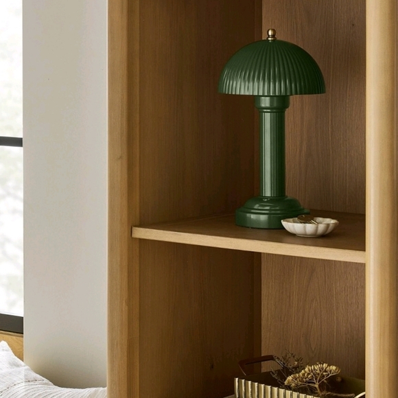 Hearth and Hand Fluted Library Table Lamp Rechargeable Green Metal - Picture 6 of 12